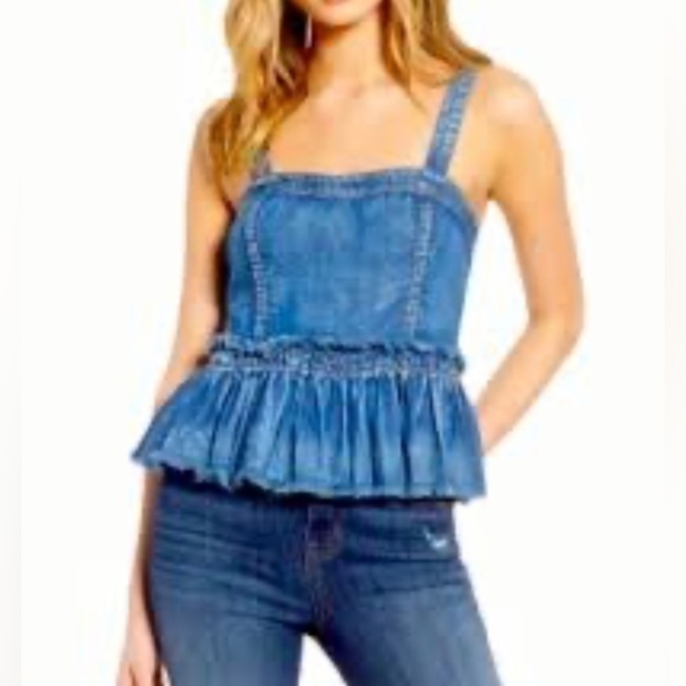 BP  Peplum Jean Smocked Crop Top size XXS